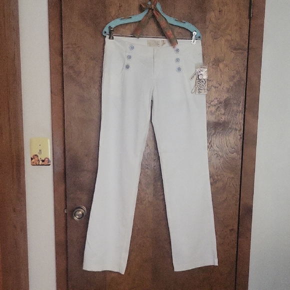 Guess Pants - Guess Sailor White Button-Front Pants